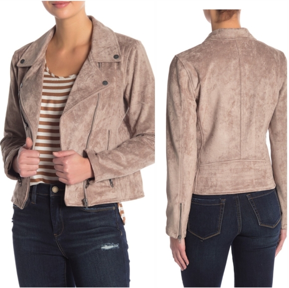 blanknyc denim faux suede moto jacket